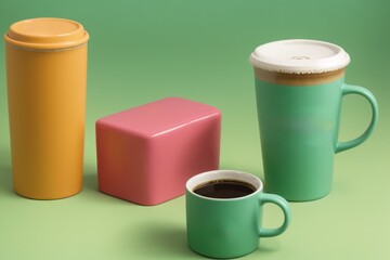 A vibrant coffee mug on a pastel green backdrop