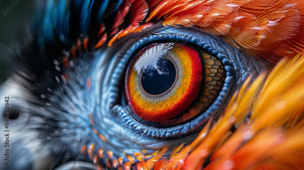 Poster this detailed image captures the intricate beauty and color of a bird's eye with sharp focus on its 