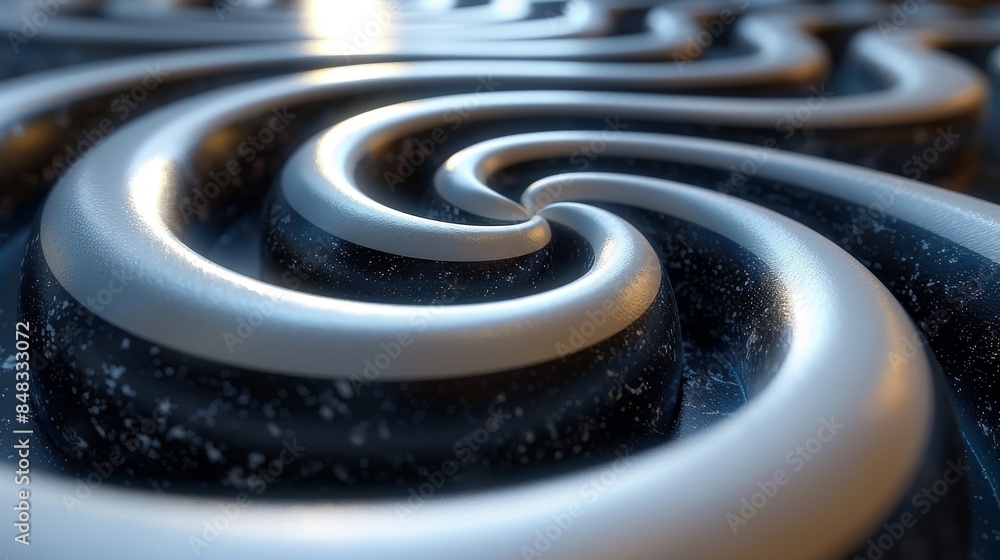 Aufkleber engaging a visually appealing 3d pattern with circular shapes and a gradient of blue shades creating