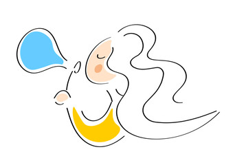 Girl blowing soap bubble