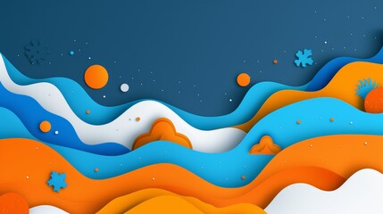 Vibrant contemporary wave design in blue navy and gold  abstract organic patterns