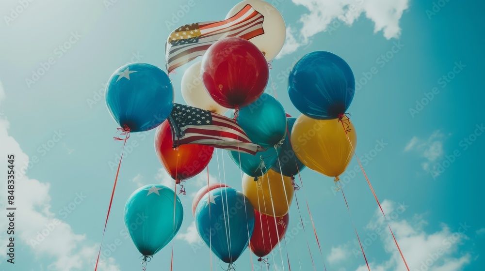 Wall mural a bunch of balloons with the american flag on them