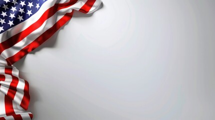 plain silver background with a USA flag theme in the corner and copy space for text on the bottom