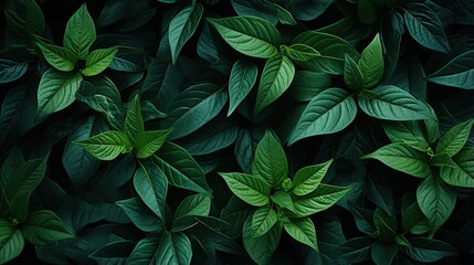 a close up of green and yellow leaves with a black background