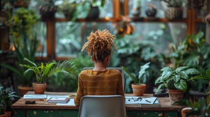 A young entrepreneur working on a startup project, laptop and business plans on the desk