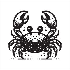 crab clipart, illustration white and black