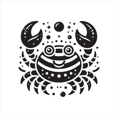 crab clipart, illustration white and black