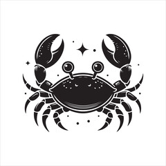 crab clipart, illustration white and black