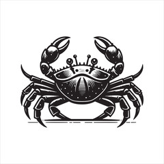 crab clipart, illustration white and black