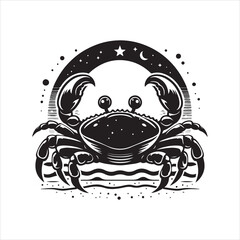 crab clipart, illustration white and black