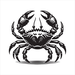 crab clipart, illustration white and black