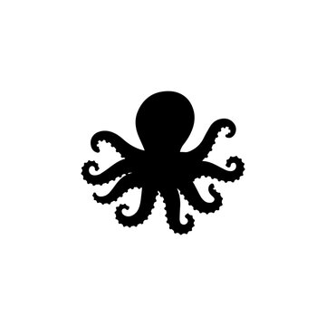 recommend clip art: Octopus Silhouette with Curled Tentacles. Vector icon.