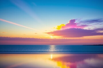 Fototapeta premium Beautiful sunset paints the sky and reflects on the ocean at dusk