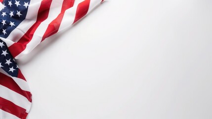 plain white background with a USA flag theme in the corner and copy space for text on the bottom