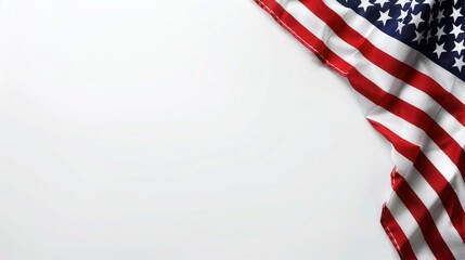 Obraz premium plain white background with a USA flag theme in the corner and copy space for text on the bottom