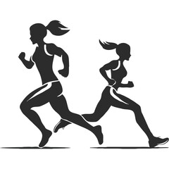 People running activity vector design  illustration black & white