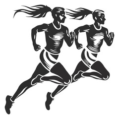 People running activity vector design  illustration black & white