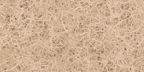 Brown shredded paper or hay box filler seamless pattern. Top view on gift packaging filled with cut kraft cardboard. Careful delivery of goods and fragile valuable presents