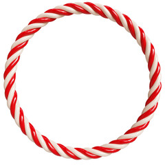 Candy cane frame christmas decoration 3d rendering icon. 3d realistic Christmas candy cane isolated on transparent background