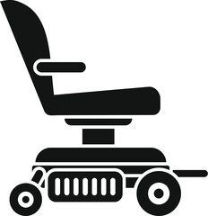Black silhouette of an electric wheelchair, representing mobility assistance for individuals with disabilities