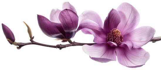 Fototapeta premium Isolated Purple Magnolia Flower on White Background with Clipping Path