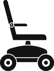 Black silhouette of an electric wheelchair, representing mobility assistance and independence