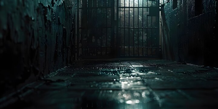 Dark room with barred door ideal for mystery crime thriller or horror projects. Concept Dark Room, Barred Door, Mystery, Crime Thriller, Horror