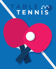 Table tennis or ping pong background. Table tennis poster template or promotion flyer with a tennis table, rackets and ball. Vector illustration
