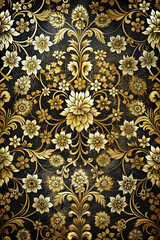 Intricate floral motifs on textured canvas.