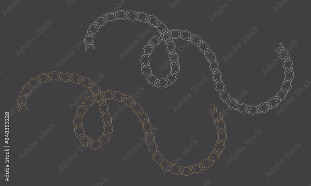 Aufkleber cartoon metal different chain borders and frames. chain pattern brush set. metal chainlets with vari