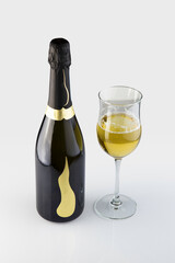 champagne bottle and glass