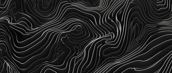 Abstract black white texture background illustration, overlapping paper layers, curves, waves structure