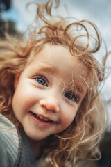Child with Curly Hair Close-up