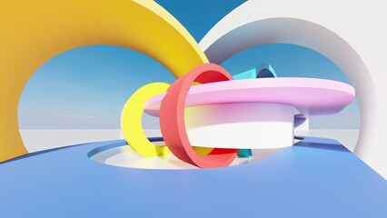 Abstract architecture background arched interior 3d render