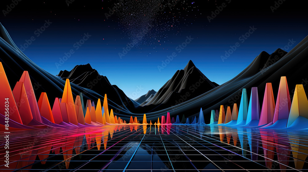 Poster Abstract business graph in mountain style. Data connection concept element for business