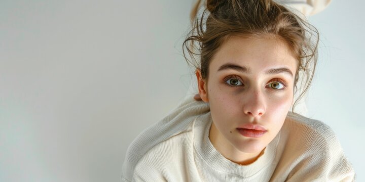 Woman with messy hair