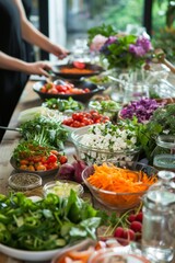 Obraz premium Wellness Workshop on Gluten-Free Diet with Fresh Ingredients and Educational Materials