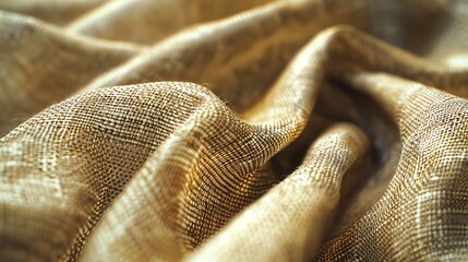 Close-up of textured beige fabric, wrinkled and draped.