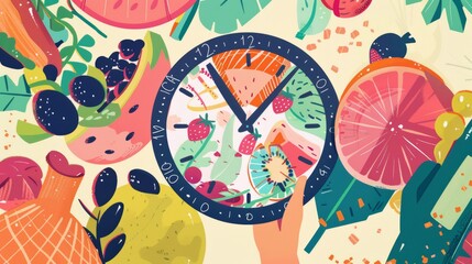 Colorful Guide Debunking Myths on Intermittent Fasting with Engaging Illustrations and Key Facts