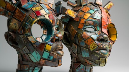 Renewal Chronicles: Sci-Fi Cubist Portraits of Recycled Material Accessories
