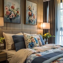 Serene Charm: Luxurious Guest Bedroom in Bangna Townhome, Samut Prakan