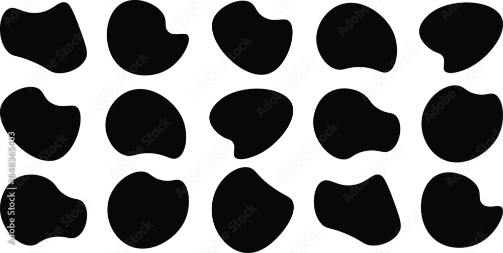 Poster liquid irregular blob shapes. abstract elements graphic flat style design. simple fluid circle shape
