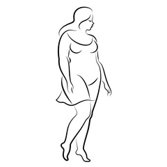 Silhouette figure of a slender woman. The girl is standing. The lady is full of beauty and sexuality. girl is overweight vector illustration.