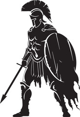 silhouette of a spartan warrior with a sword