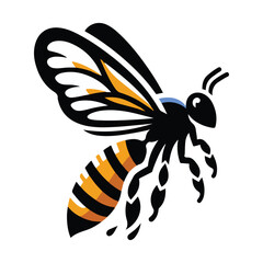 Vibrant Stylized Colorful a cute bee vector art white background.