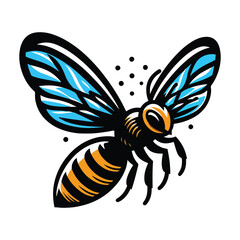 Colorful Modern Artistic Illustration of a Honeybee vector with a white background.