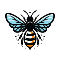 Colorful Modern Artistic Illustration of a Honeybee vector with a white background.