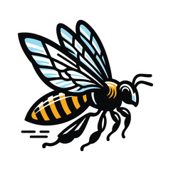 Vibrant Artistic A cute Bee Illustration with Colorful Abstract Elements.