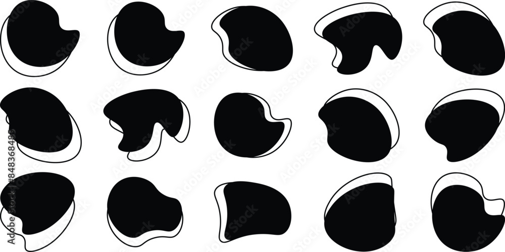 Poster liquid irregular blob shapes. abstract elements graphic flat style design. simple fluid circle shape