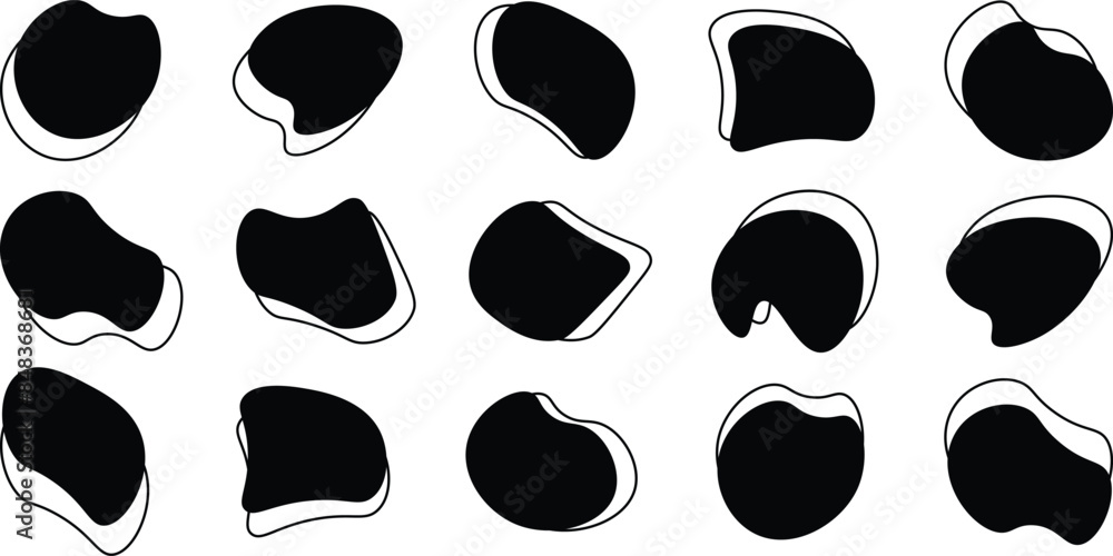Poster liquid irregular blob shapes. abstract elements graphic flat style design. simple fluid circle shape